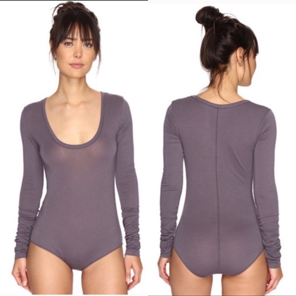 Free People Easy Least Scoop Neck Bodysuit Sz L